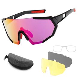 Eyewears MTB Road Bike Goggle Cycling Glasses with 2 Interchangeable Lenses UV400 Sports Sunglasses for Men Women Running Driving Fishing