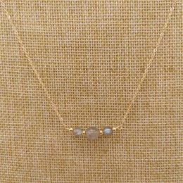 Labradorite Moonstone Necklace Round Natural Stone 14K Gold Filled Choker Charms Pendants BOHO Women Gift Collier Femme Chains3260