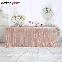 Table Skirt Beige Gold Sequin Table Skirt Tables Cloth Birthday Party Wedding Christmas Accessories Sweets Table Decoration Festival Deco 231216