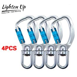 Carabiners 4PCS mousqueton Swivel Carabiner Clip 360° Rotatable Spinner Carabiner Small Wiregate Rotational Hammock Clip Hook Climbing 231215