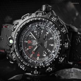 Wristwatches Addies Outdoor Army Sports Luminous Tube Quartz Wrist Watches 50M Waterproof Men Black Silicone Military Watch Clock 263h