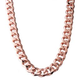 15mm Customization Length Trendy Mens Chain Rose Gold Colour Stainless Steel Necklace For Men Curb Cuban Link Hip Hop Jewellery Chain246H