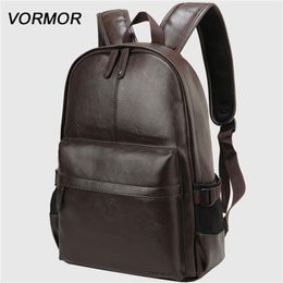 VORMOR Brand waterproof 14 inch laptop backpack men leather backpacks for teenager Men Casual Daypacks mochila male 220329302E