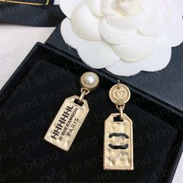 Designer Earrings Fashion Rhinestone Earring Vintage Studs Brand Gold Nameplate Pendant Ear Studs For Women Luxury Jewellery Accessories