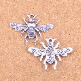 46pcs Antique Silver Plated Bronze Plated bee honey Charms Pendant DIY Necklace Bracelet Bangle Findings 32 24mm231L