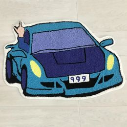 Carpet Sports Racing Car Shape Rug Boy Living Room Bedroom Decor Carpet Embroidered Non-slip Floor Mat Doormat Drop 231215