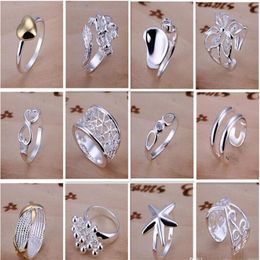 new Arrive 925 silver Jewellery 50pcs lot Charming Women girls finge rings Multi Styles Rings Mix size & mix order 1761238k