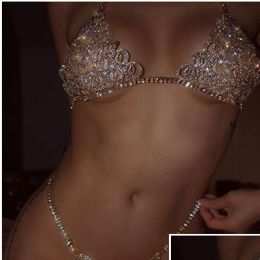 Navel & Bell Button Rings Navel Bell Button Rings Delicate Woman Shiny Chain Bra Body Jewelry Breast Y Lingerie Stone Thong Round Top Dhutj
