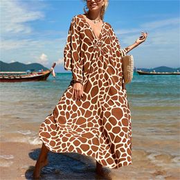 Swimwear 2022 New Kaftan Beach Zebra Print SnakeSkin Swimsuit Cover Up Kimono Plage Beach Robe Femme Long Dress Sarong Dress Beachwear