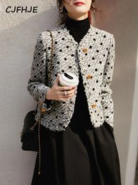 Womens Suits Blazers CJFHJE Elegant Vneck Cut Jacket Classic Autumn and Winter Street Korean Tweed Wool Coat 231215