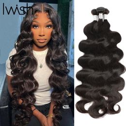 Synthetic Body Wave Bundles Human Hair for Women Weave Natural Black 12A I 134 Piece 231215