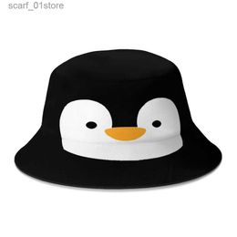 Wide Brim Hats Bucket Hats Cute Penguin Face Fisherman Hat Boy Girl Vintage Cartoon Animal Spring Summer Bucket Hat Sandbeach Boonie Hat DropshippingL231216