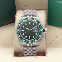 40mm Rbow Rainbow Diamond Bezel Sapphire Baselworld Watch Mens Automatic Green Watches Men Sport 116610LV Sub Date Wristwatches2543