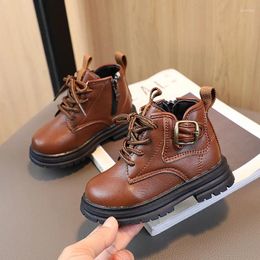 Boots Kids Vintage Leather 2024 Autumn Children's Fashion Waterproof Non-slip Rubber Outsole Ankle Boys Girls Shoes