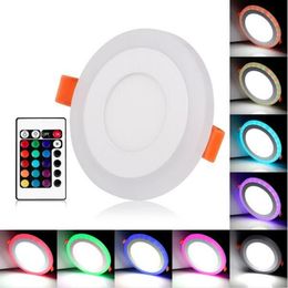 Acrylic Dimmable Dual Colour White RGB Embeded LED Panel Light 6W 9W 18W 24W Downlight Recessed Lights Indoor Lighting With Remote 301o