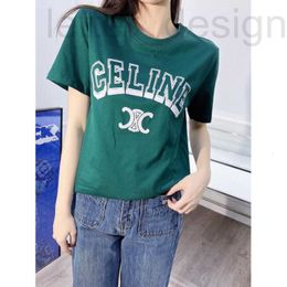 Women's T-Shirt designer luxuryCE New Product Order Bead Print Round Neck Short Sleeve Tee Decorative Letter Contrast Thick Silk Cotton Fabric Top FHYX