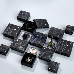 Simple SevenWandering Earth Black Jewelry Box Solar System Ring Case Romantic Space Necklace Storage Radium Silver Pendan2908