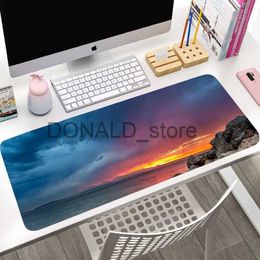 Mouse Pads Wrist Rests Nature Landscape Mouse Pad Gamer Large New Custom Sunset Glow Mousepad XXL Keyboard Natural Rubber Soft Office Laptop Mice Pad J231215