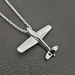 Pendant Necklaces Fashion Hip-Hop Stainless Steel Gold-Plated Airplane Personality Casual Necklace Rock Party Jewelry For Men230S