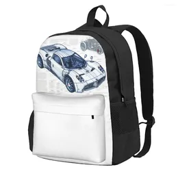 Backpack Speed Sports Car Drawings Sketch Style Outdoor Backpacks Student Casual High School Bags Design Soft Rucksack