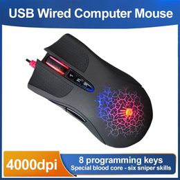 Mice A90 Usb Wired Gaming Mouse 4000dpi 8 Buttons Optical Sensor Colourful Glare Gamer Mice for Pc Laptop Mechanical Mouse for Bloody