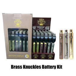 BK Preheat batties Brass knuckles 900mAh twist preheat battery 510 thread twist 30pcs/set multi colors display packaging box Black SS wooden
