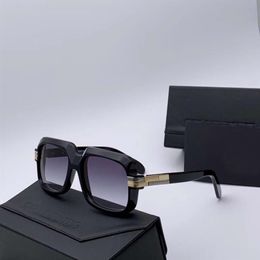 607 Black Gold Plastic Vintage Sunglasses Grey Gradient Retro Fashion Square Sunglasses Shades with box271P