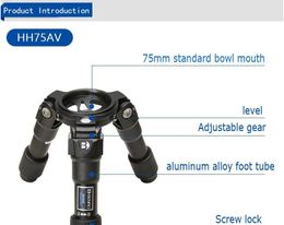 Holders Benro HH75AV HH100AV HiHat Mini Video Tripod Aluminium 75mm/100MM 2 segments by Professional Auminium Camera Tripods