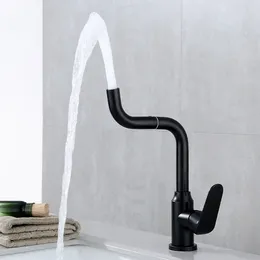 Kitchen Faucets Faucet 304 Stainless Steel Black & Chrome And Cold Mixer Sink Tap Deck Mount 360 Degree Swivel