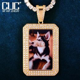 Necklaces Custom Square Medallions Photo Pendant for Men Solid Back Make Memory Picture Dog Tag Necklace Chain Hip Hop Rock Jewellery