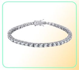 Zircon 4mm Men Tennis bracelet Solid 925 Sterling Silver tennis chains Mens Hiphop Tide Bracelets 75 inch silver Jewellery Gifts3360067