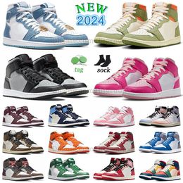 high og celadon 1s basketball shoes mens big size us 13 highog denim mid shadow red fierce pink university blue multicolor spider verse chicago satin bred j1 s sneakers