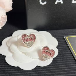 Heart Diamond Stud Exquisite Style Women Charm Earring Cute Fashion Designer Brand Jewellery Box High Quality Earrings With Stamp