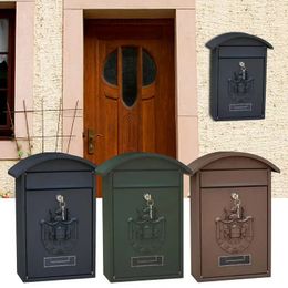 Garden Decorations Metal Wall Mailbox Weather Resistant mailbox outdoor Mounted Security post box with Key Lock Farmhouse Post Decor 231216