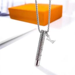 Designer Pendant Necklaces Fashion Whistle Design Stainless Steel Inlaid Diamond Necklace Fashion Jewelry306N259d