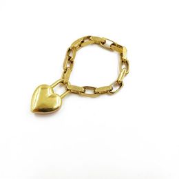 Fashion- Red Lock Heart Bracelets for Women Vintage Metal Star Bangle Gothic Jewellery Femme Gold Chain Charms Bracelet Ancient bijo232V