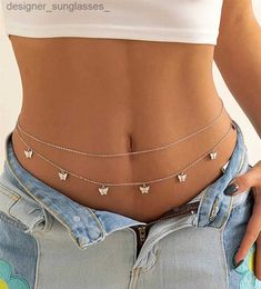 Other Fashion Accessories Sexy Double Thin Chain Women's Waist Chain Charming Butterfly Stainless Steel Belly Chain Summer Beach Bikini Bo JewelryL231215