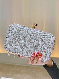 Evening Bags Beaded Sequins Bag Elegant Box Clutch Purse Women's Wedding Handbags For Party Prom 231216