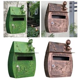 Garden Decorations Locking Mailbox Wall Mount Waterproof Mail Boxes with Key Lock Large Capacity 118 63 1575 inch 231216