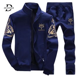 Mens Tracksuits Tracksuit Fleece Jacket and Sweatpants 2 Piece Set Spring Autumn Sports Suit Long Sleeve Sets Men Sweatsuit Warm 231216