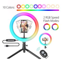 Holders BlitzWolf BWSL5 10inch RGB LED Ring Light with Tripod Phone Holder Dimmable Selfie Ring Lamp for Living Photographic Light