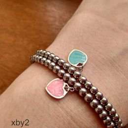 Charm Bracelets T family titanium steel bead peach heart bracelet women's heart-shaped fashion stainless jewelry solid hand net red and blue 2024 DESIGNERS