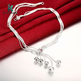 Fine Jewellery Charm 925 Silver Bead Necklace Classic High Quality Fashion light sand chain d At Direct Whole Gift Party335U