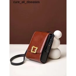 2024Summer cowhide female bag all fashion new mobile phone mini small square retro senior sense