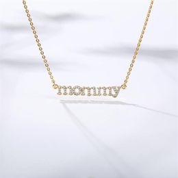 New Personalized mommy Letter Zircon Necklace & Pendant For Women Crystal Choker Chain Jewelry Mother's Day Birthday Gif2527