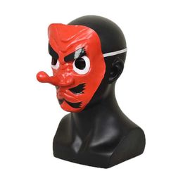 Fashion Demon Slayer Kimetsu No Yaiba Cosplay Urokodaki Sakonji Mask Cosplay Red Latex Masks Halloween Cosplay Accessories X0803311S