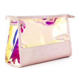 Portable Laser TPU Makeup Bags Waterproof Cosmetic Bag for Brushes Lipsticks Foundation Multifunction Storage Bags for Traveling High Capacity