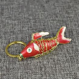 5 5cm 8 5cm Vivid Swing Animal Koi Fish Keychain Keyring Cute Enamel Lucky Carp Fish Key chains for Women Men Christmas Gifts with227x