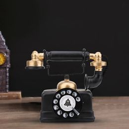 Telephones Vintage Retro Antique Phone Model Wired Corded Landline Telephone Ornaments Home Room Desk Decoration 231215