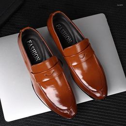 Dress Shoes Leather For Men Casual Business Slip-On Spring Autumn Male Shoe Breathable 2023 Solid Colour Large Size Zapatos